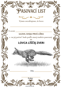 Pasovací list Líška